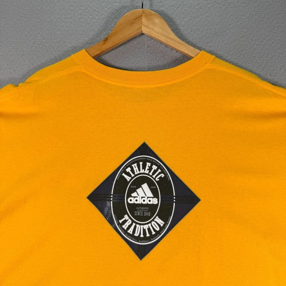 Vintage Adidas‎ Athletic Tradition T-Shirt Mens 2XL Yellow USA Graphic Comfort